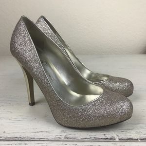 Ivanka Trump Gold Glitter Pumps Heels Stiletto Sz7